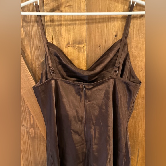 DRAE satin dress in mahogany with cowl neck - Picture 7 of 13